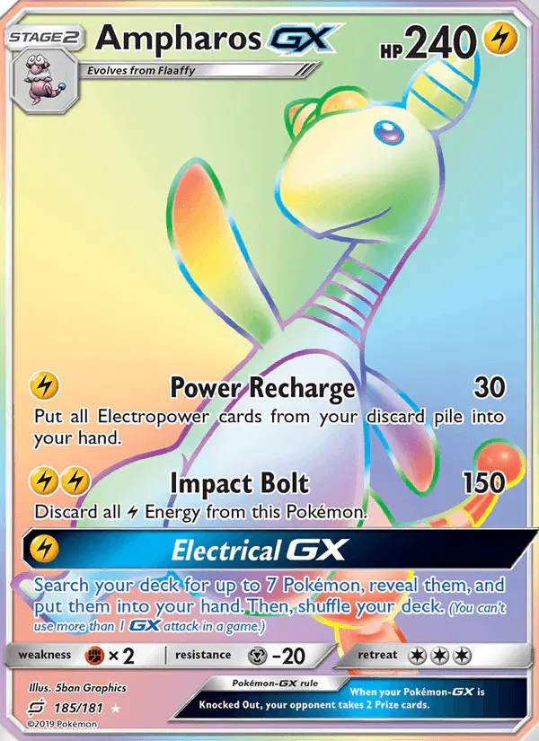 Carta Ampharos GX 185/181 de Team Up