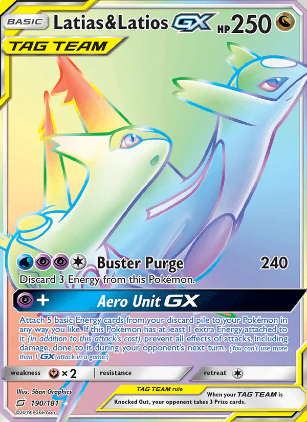 Carta Latias & Latios GX 190/181 de Team Up
