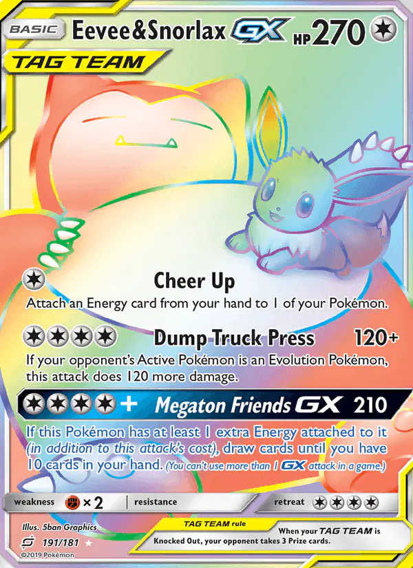 Carta Eevee & Snorlax GX 191/181 de Team Up