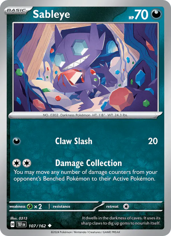 Carta Sableye 107/162 de Temporal Forces