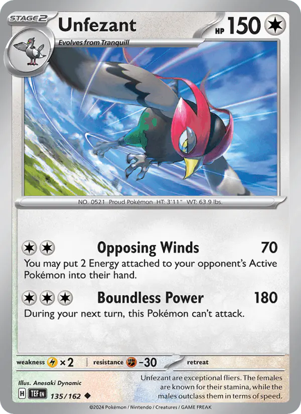 Carta Unfezant 135/162 de Temporal Forces
