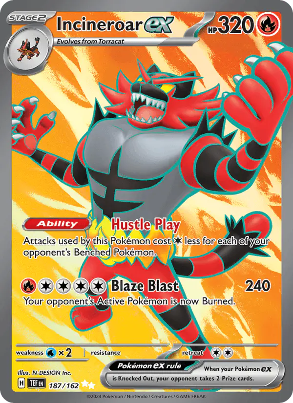 Carta Incineroar ex 187/162 de Temporal Forces