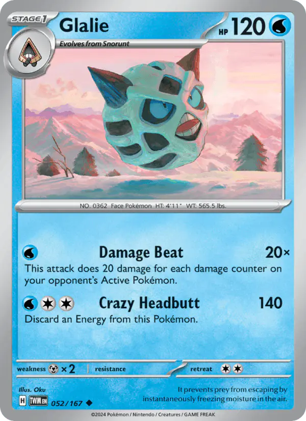 Carta Glalie 052/167 de Twilight Masquerade