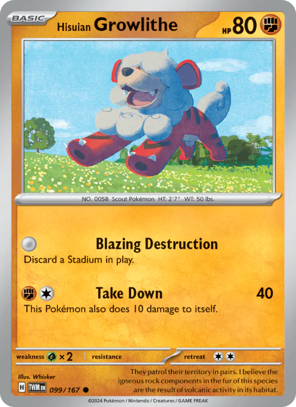 Carta Hisuian Growlithe 099/167 de Twilight Masquerade