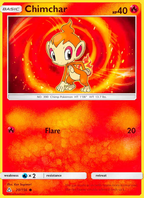 Carta Chimchar 20/156 de Ultra Prism