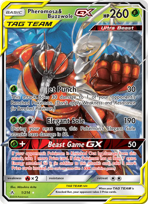 Carta Pheromosa & Buzzwole GX 1/214 de Unbroken Bonds