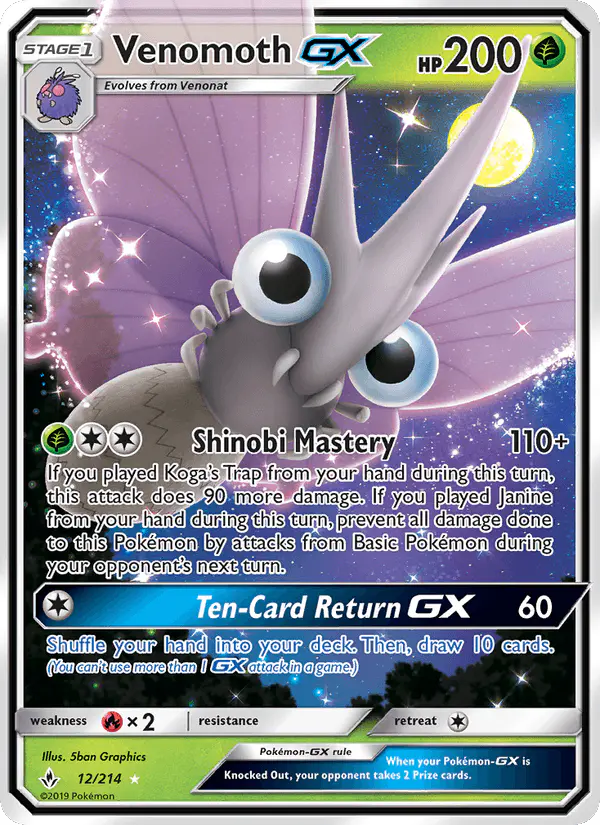 Carta Venomoth GX 12/214 de Unbroken Bonds