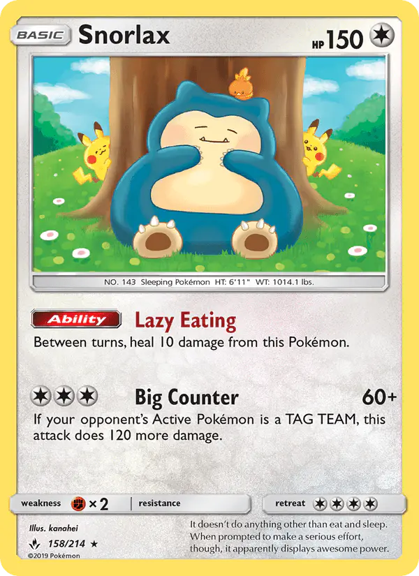 Carta Snorlax 158/214 de Unbroken Bonds