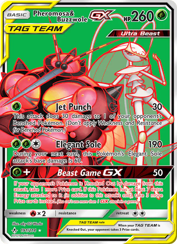 Carta Pheromosa & Buzzwole GX 191/214 de Unbroken Bonds
