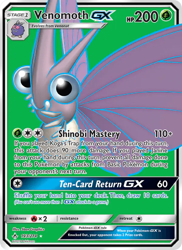 Carta Venomoth GX 193/214 de Unbroken Bonds