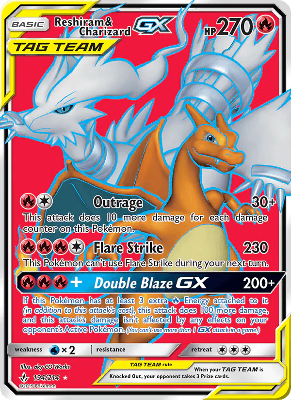 Carta Reshiram & Charizard GX 194/214 de Unbroken Bonds