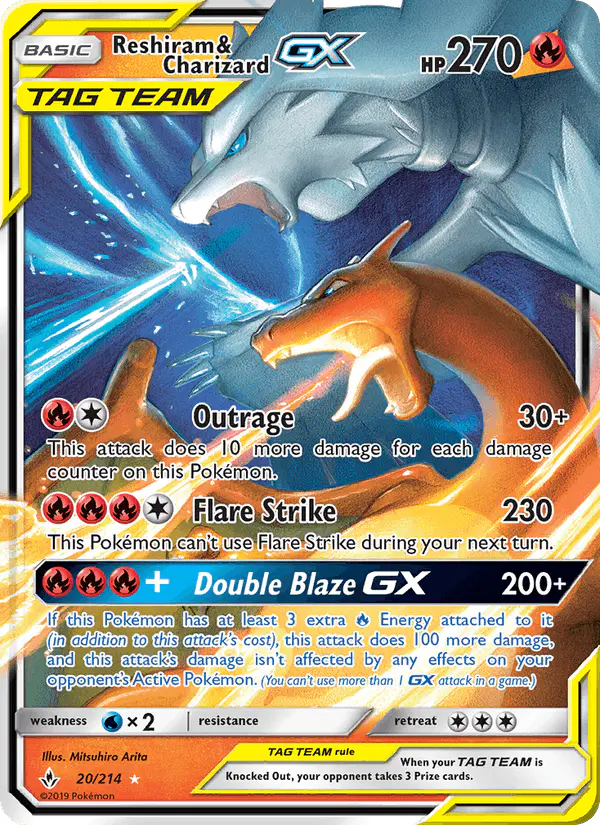 Carta Reshiram & Charizard GX 20/214 de Unbroken Bonds