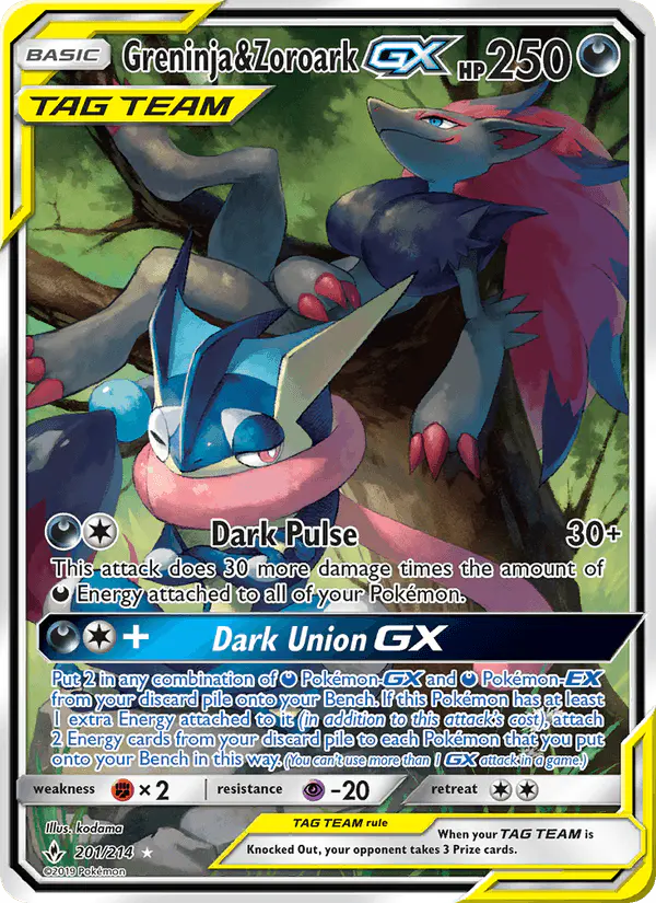 Carta Greninja & Zoroark GX 201/214 de Unbroken Bonds