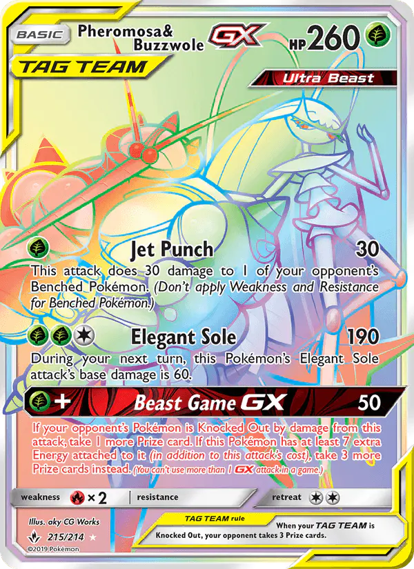 Carta Pheromosa & Buzzwole GX 215/214 de Unbroken Bonds