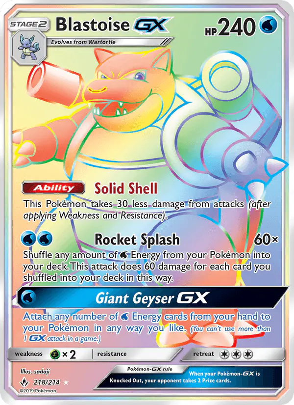 Carta Blastoise GX 218/214 de Unbroken Bonds