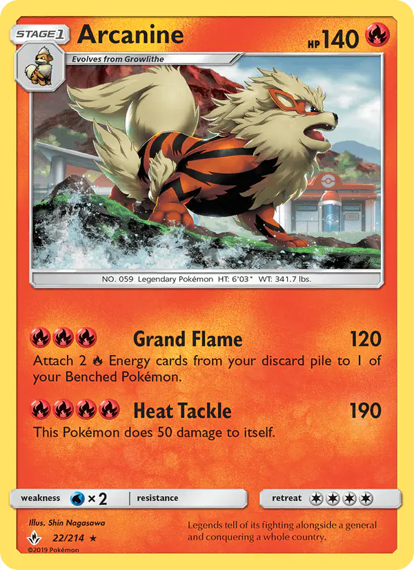 Carta Arcanine 22/214 de Unbroken Bonds