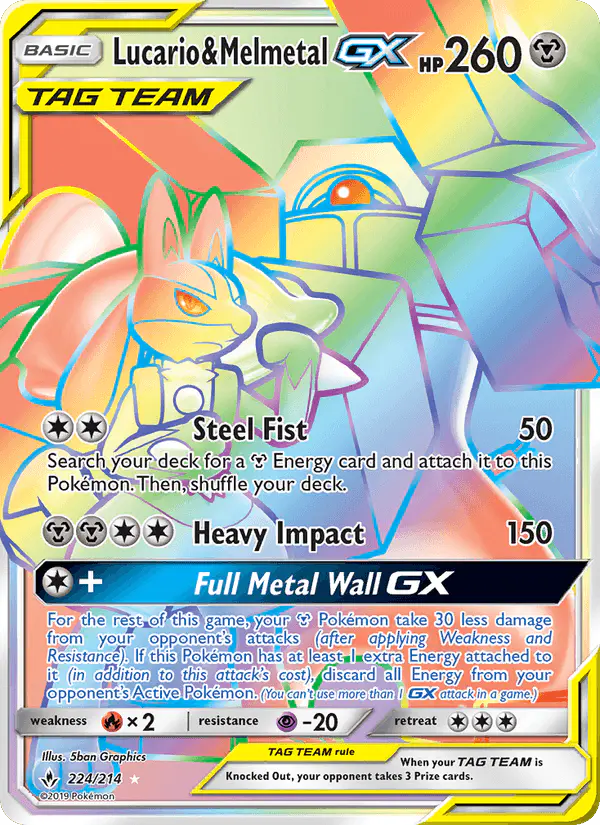 Carta Lucario & Melmetal GX 224/214 de Unbroken Bonds