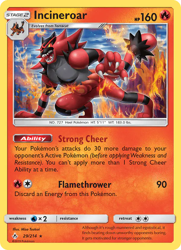 Carta Incineroar 29/214 de Unbroken Bonds