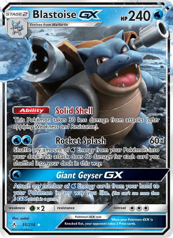 Carta Blastoise GX 35/214 de Unbroken Bonds