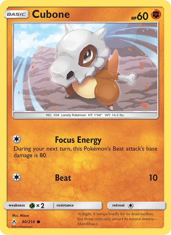 Carta Cubone 90/214 de Unbroken Bonds