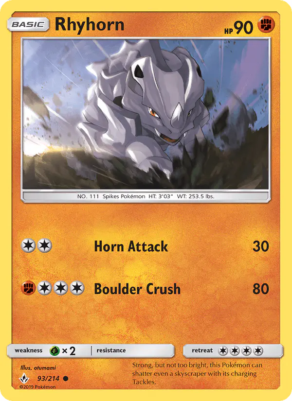 Carta Rhyhorn 93/214 de Unbroken Bonds