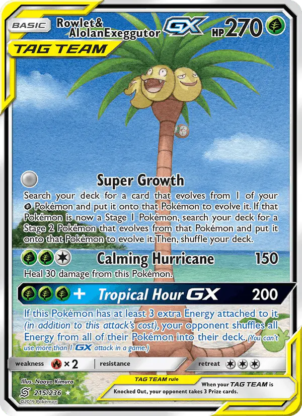 Carta Rowlet & Alolan Exeggutor GX 215/236 de Unified Minds
