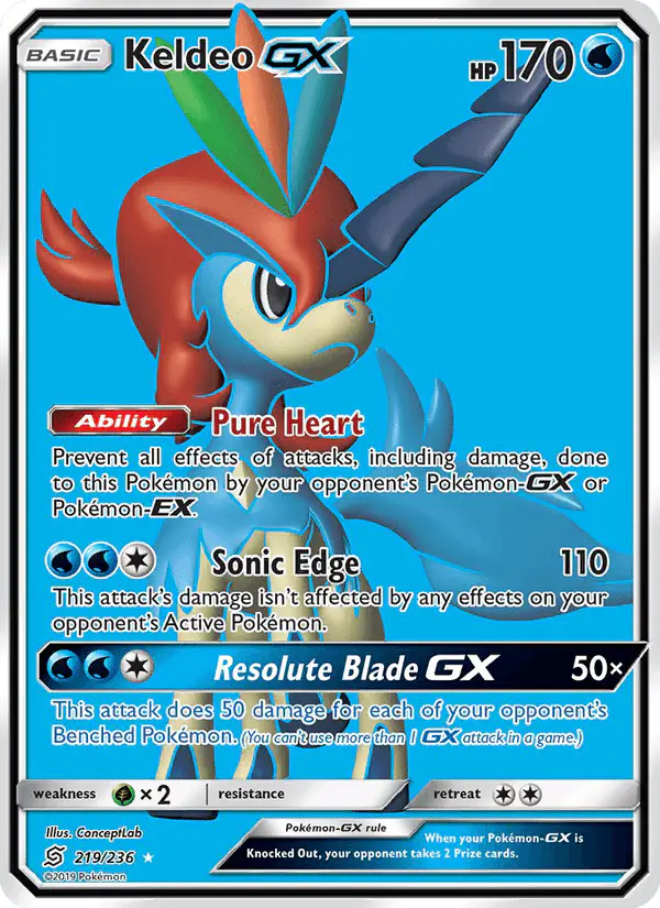 Carta Keldeo GX 219/236 de Unified Minds