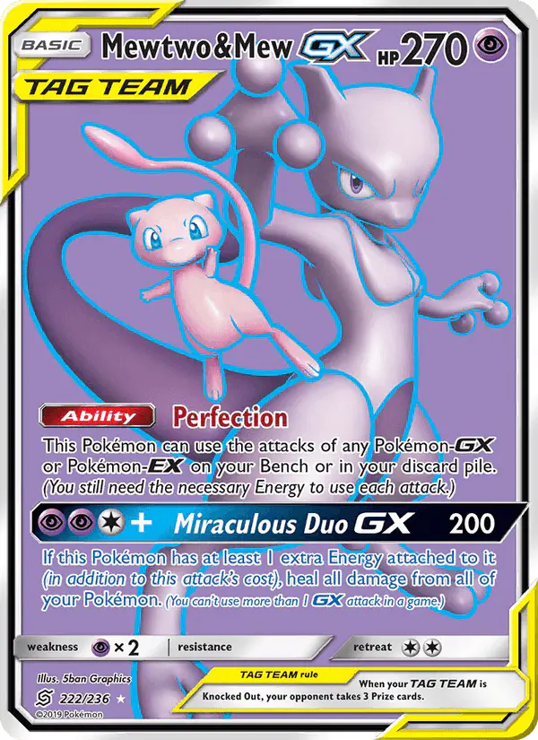 Carta Mewtwo & Mew GX 222/236 de Unified Minds