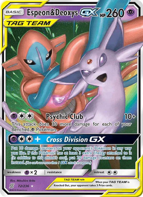 Carta Espeon & Deoxys GX 72/236 de Unified Minds