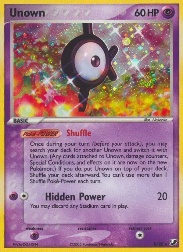 Carta Unown K de Unseen Forces Unown Collection