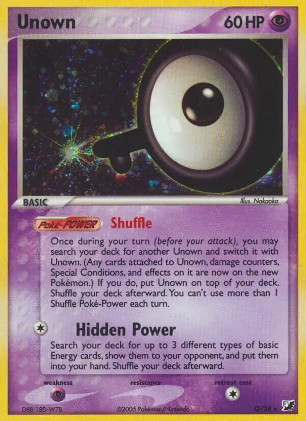 Carta Unown Q de Unseen Forces Unown Collection