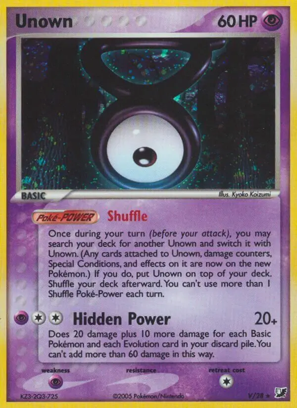 Carta Unown V de Unseen Forces Unown Collection