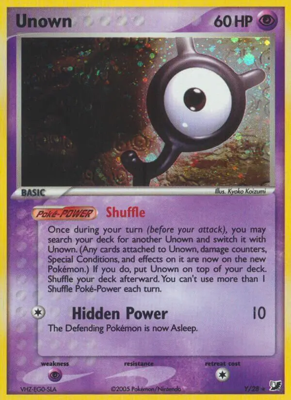 Carta Unown Y de Unseen Forces Unown Collection