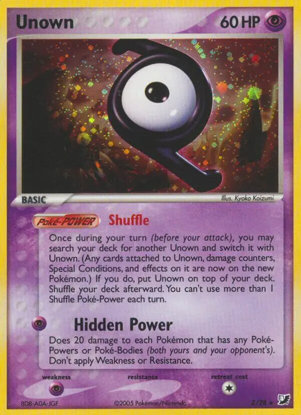 Carta Unown Z de Unseen Forces Unown Collection