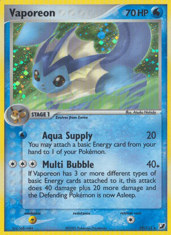 Carta Vaporeon 19/115 de Unseen Forces