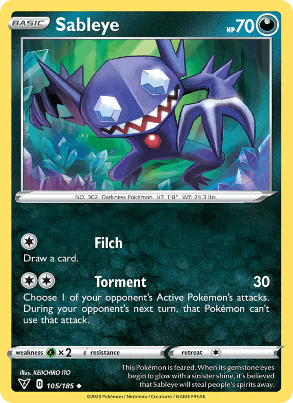 Carta Sableye 105/185 de Vivid Voltage