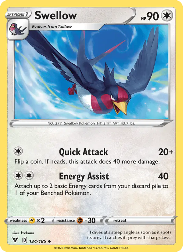 Carta Swellow 134/185 de Vivid Voltage