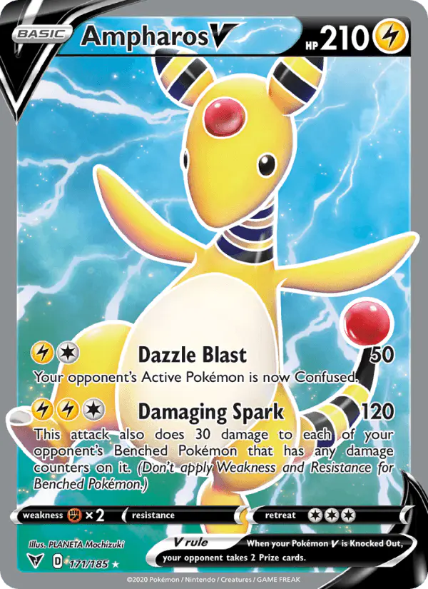 Carta Ampharos V 171/185 de Vivid Voltage