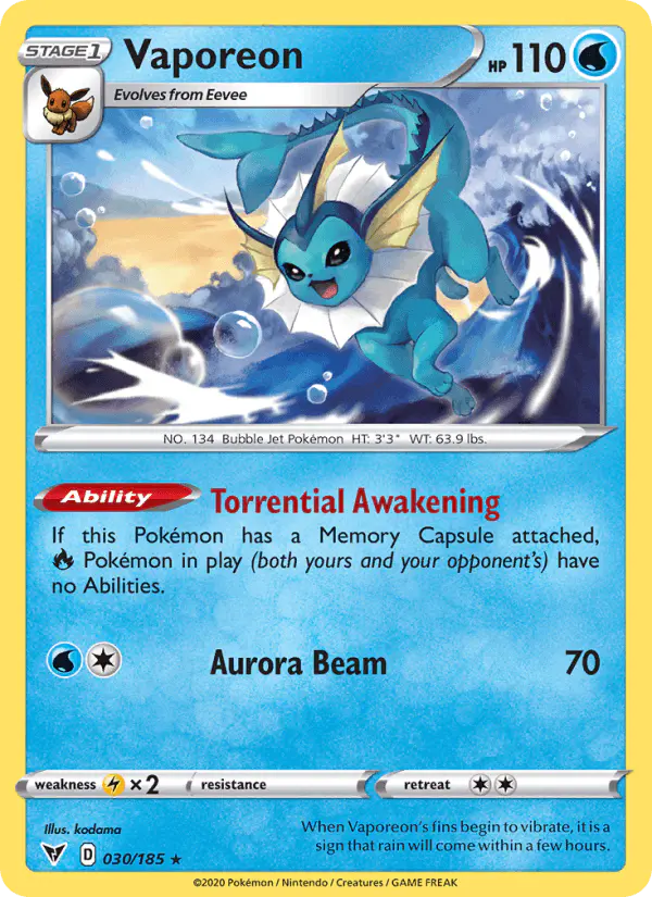 Carta Vaporeon 030/185 de Vivid Voltage
