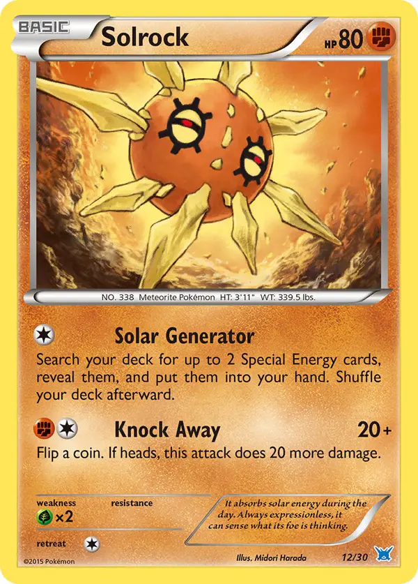 Carta Solrock 12/30 de XY trainer Kit (Latios)