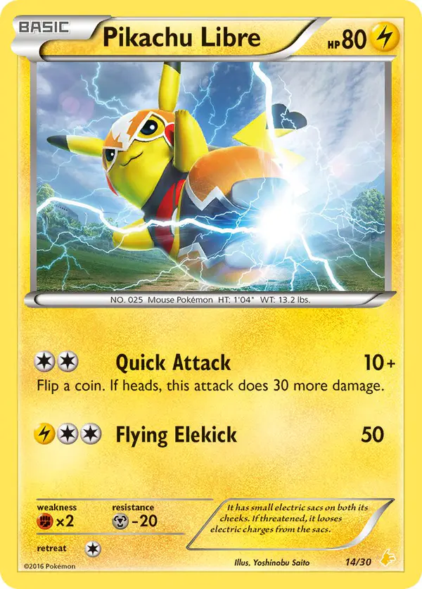 Carta Pikachu Libre #14 de XY trainer Kit (Pikachu Libre)
