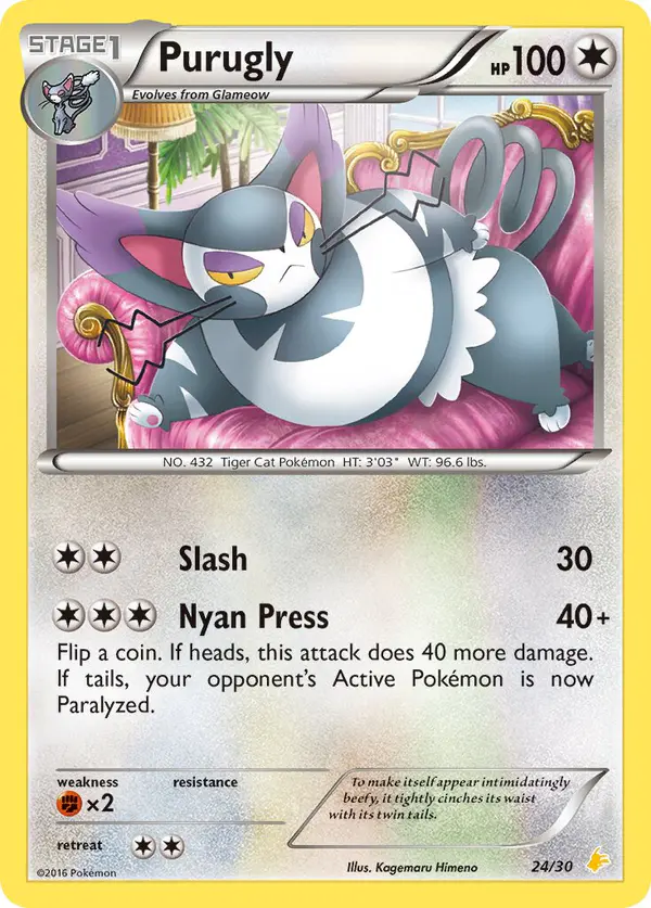 Carta Purugly #24 de XY trainer Kit (Pikachu Libre)