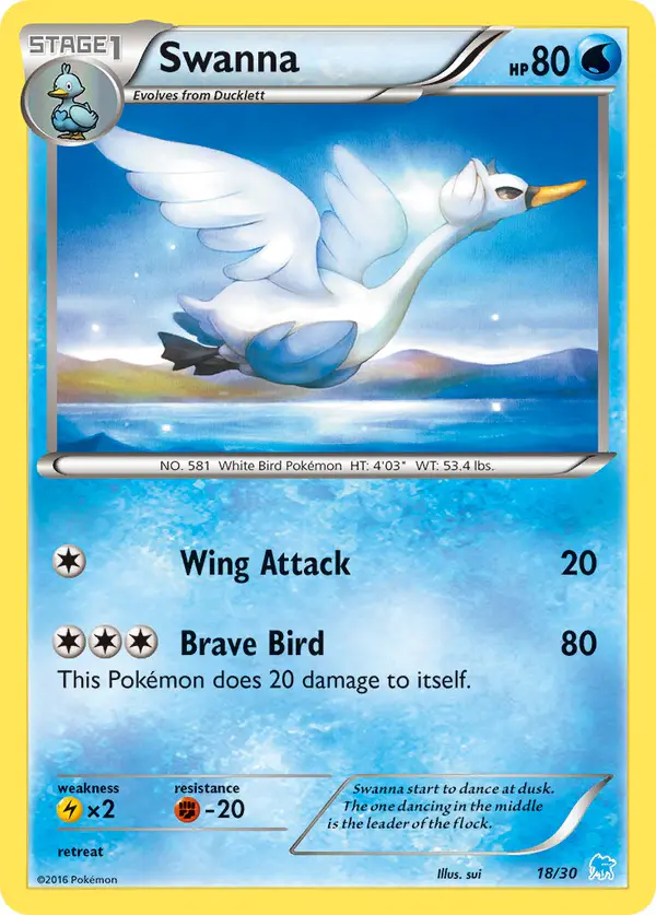 Carta Swanna 18/30 de XY trainer Kit (Suicune)