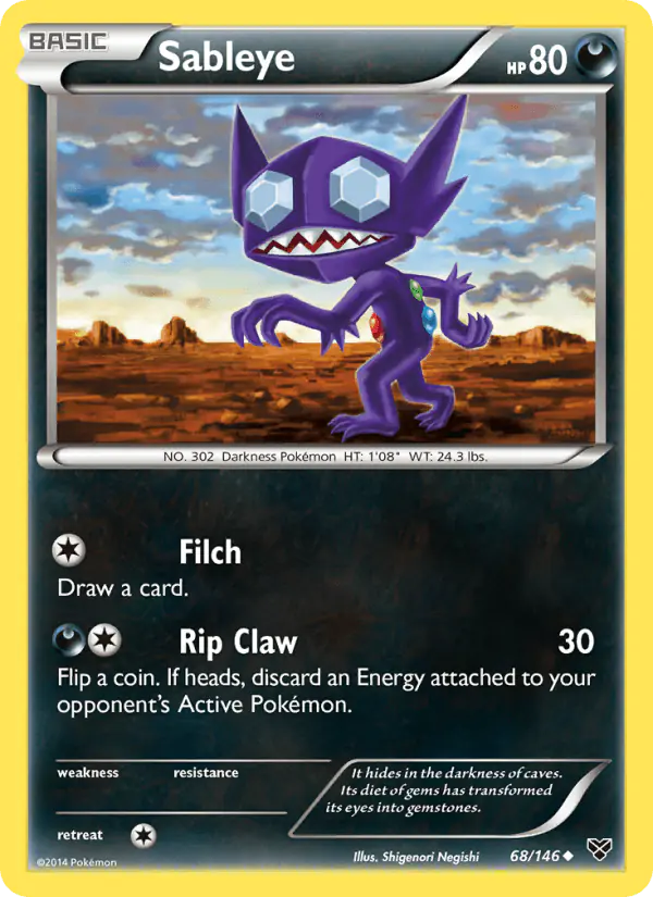 Carta Sableye 68/146 de XY